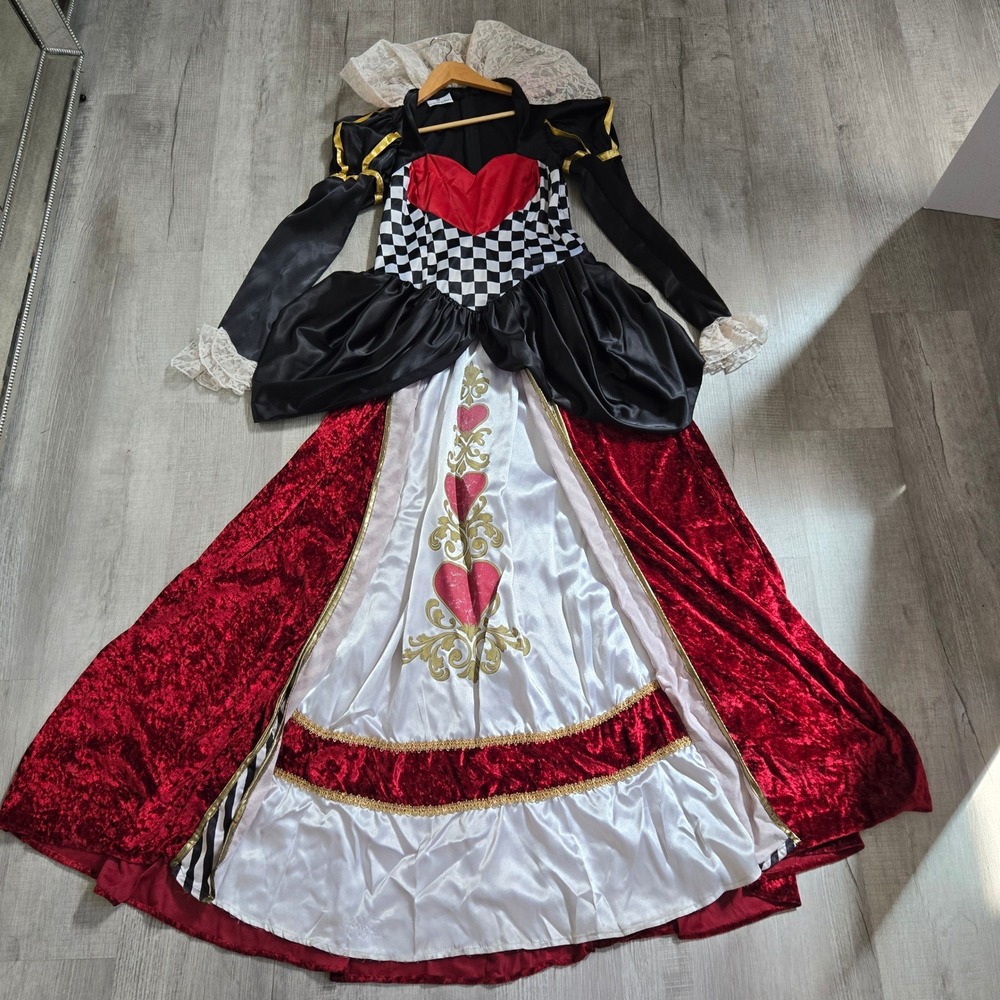 InCharacter Queen of Hearts Costume Women X-Large Red Black Gown Halloween Dress